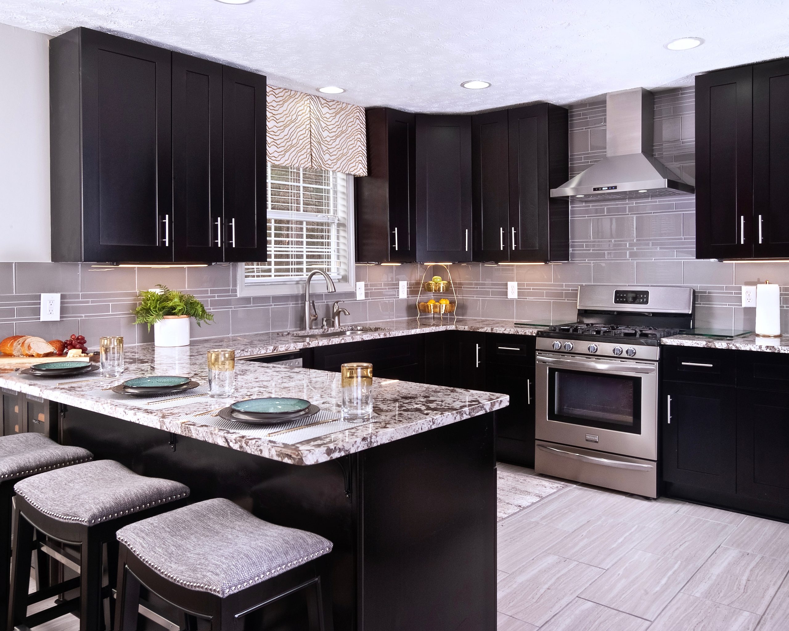 Black and Grey Kitchen Interior Design by S&S