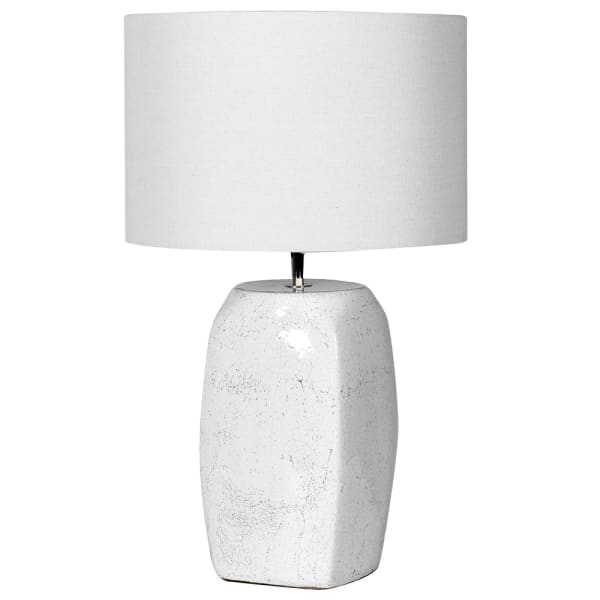 White Oblong Crackle Table Lamp Interior Thirteen
