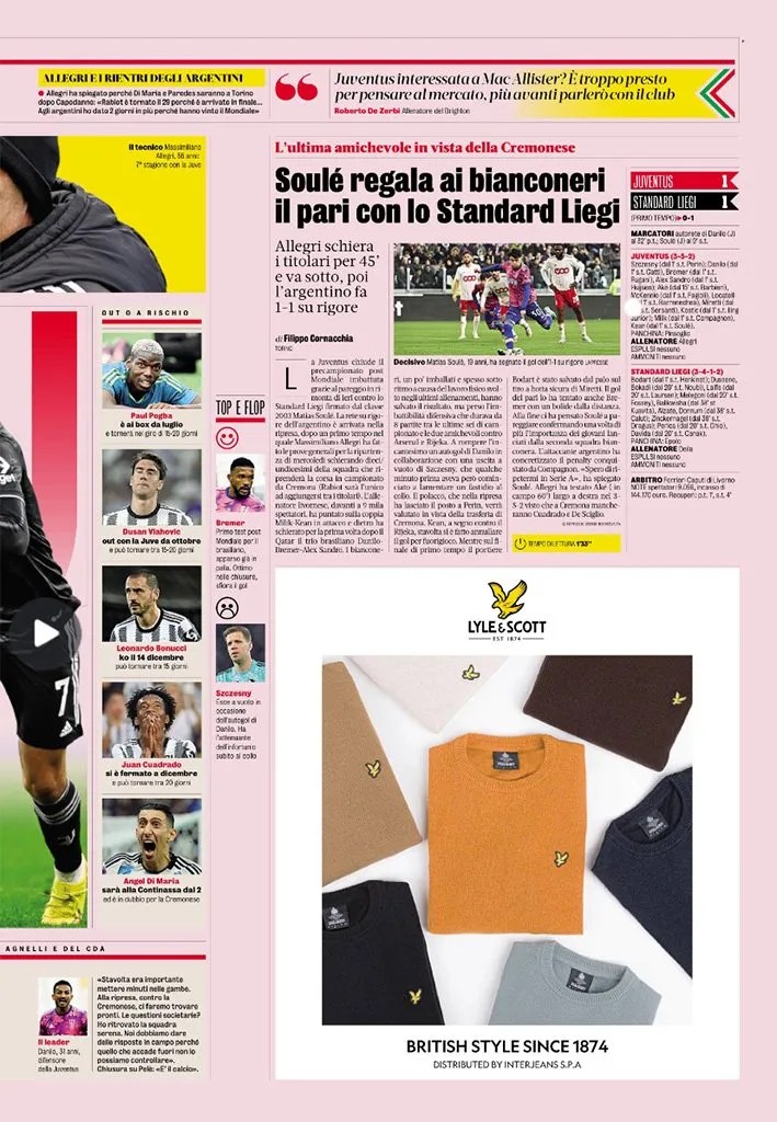 SPORTWEEK AND GAZZETTA DELLO SPORT LYLE&SCOTT FW22 AD CAMPAIGN