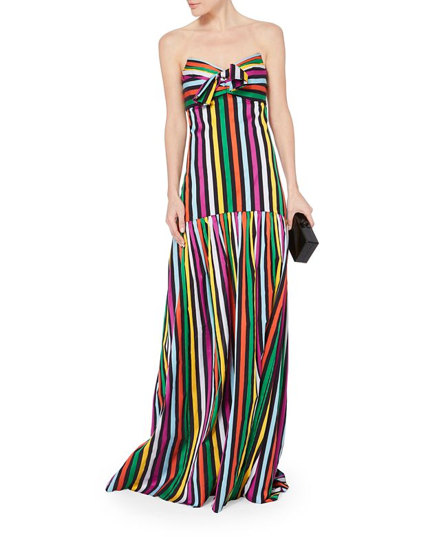 CAROLINE CONSTAS Rainbow Stripe Gown in Black Multi ModeSens