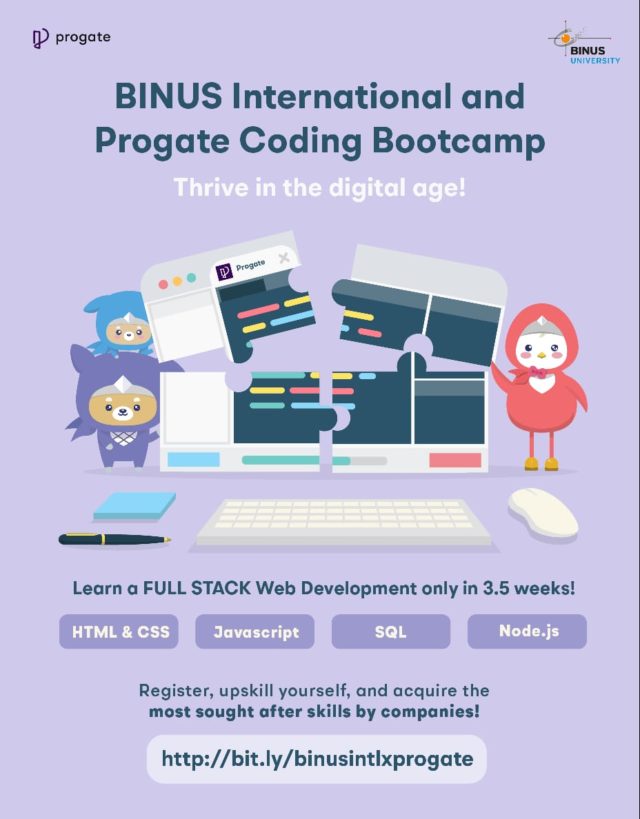 BINUS International and Progate Coding Bootcamp Computer