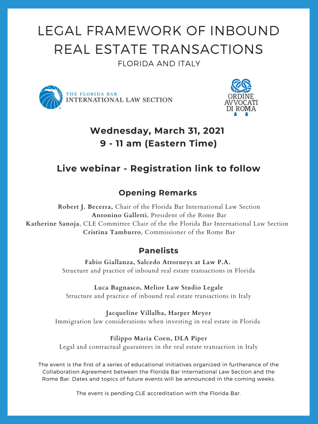 The Legal Framework of Inbound Real Estate Transactions Florida and