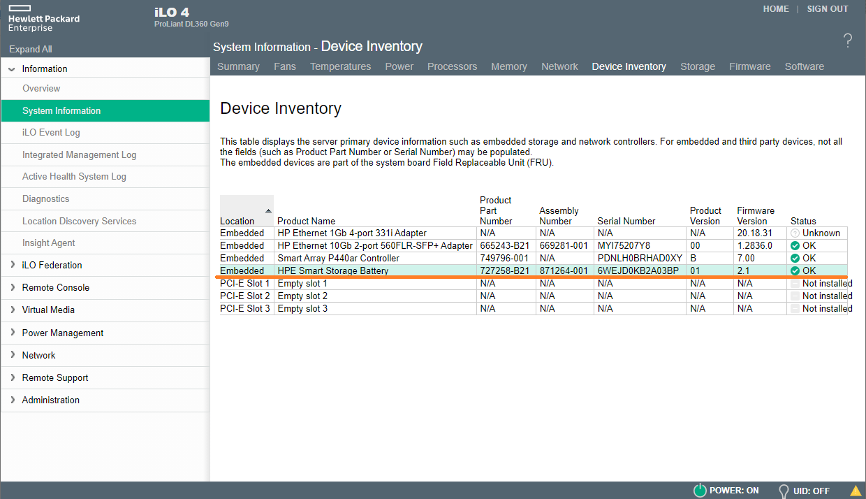 HP Smart Array — cache module status degraded