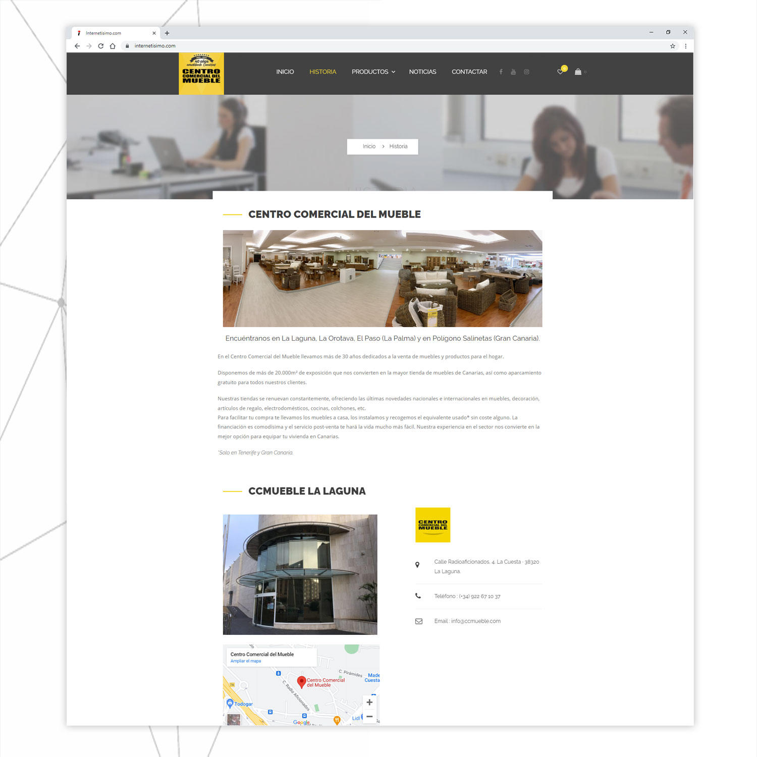  para tienda de muebles y decoración Diseño y programación de