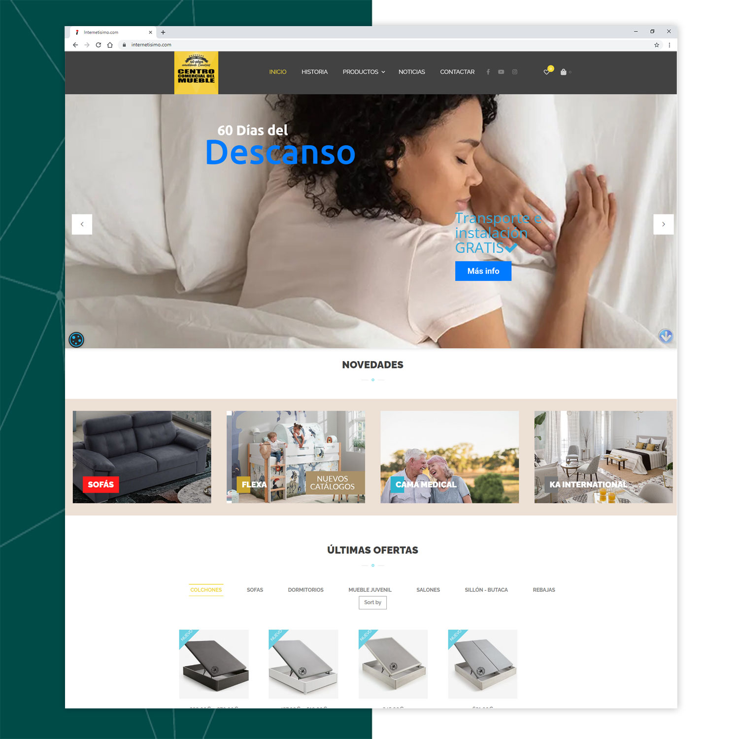  para tienda de muebles y decoración Diseño y programación de