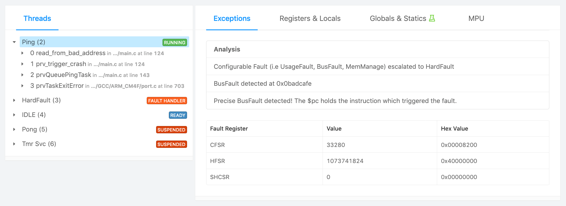 How to debug a HardFault on an ARM CortexM MCU Interrupt
