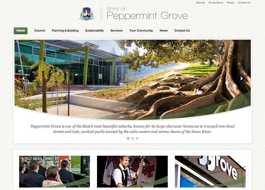 Shire of Peppermint Grove website Intertec Perth site Design , WA