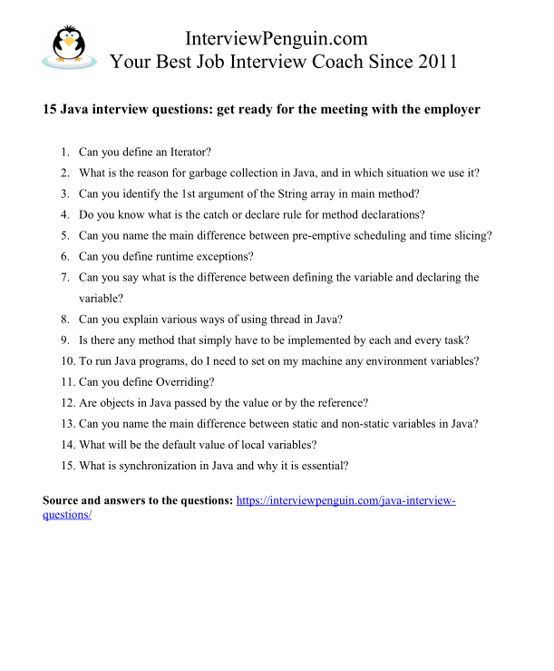 TOP 15 Java Interview Questions (with answers)