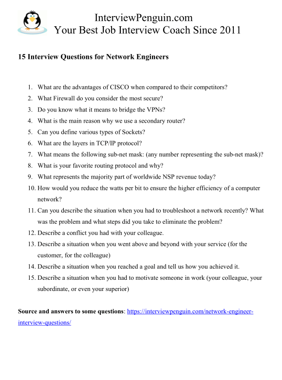 TOP 16 Network Engineer Interview Questions (Technical and Behavioral)