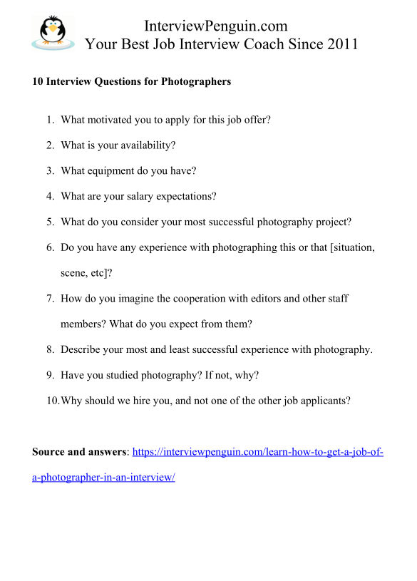 Top 11 Photographer Interview Questions & Answers [2023 Edition]