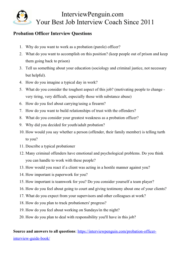 20 Most Common Probation Officer Interview Questions & Answers