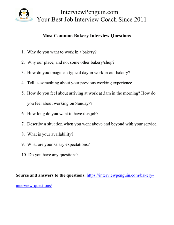 7 Most Common Bakery Interview Questions & Answers