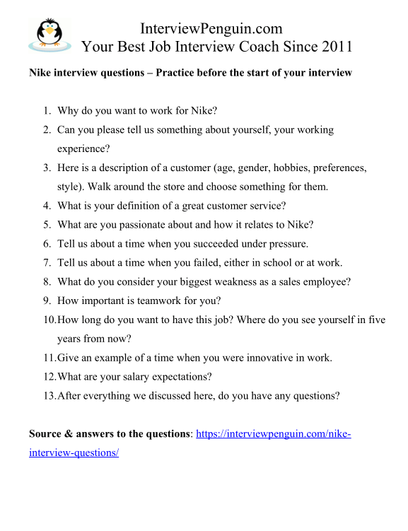 Top 20 Nike Interview Questions & Answers