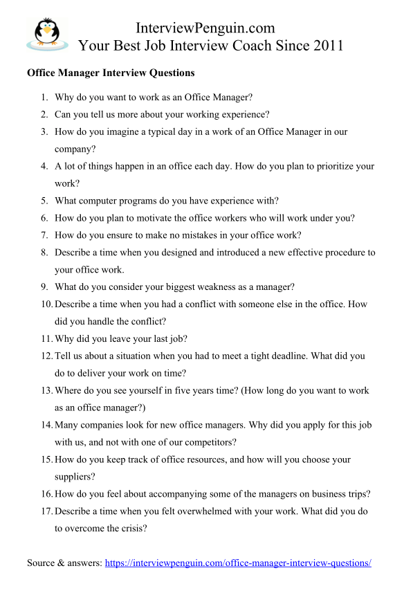Top 17 Office Manager Interview Questions & Answers [2020 edition]