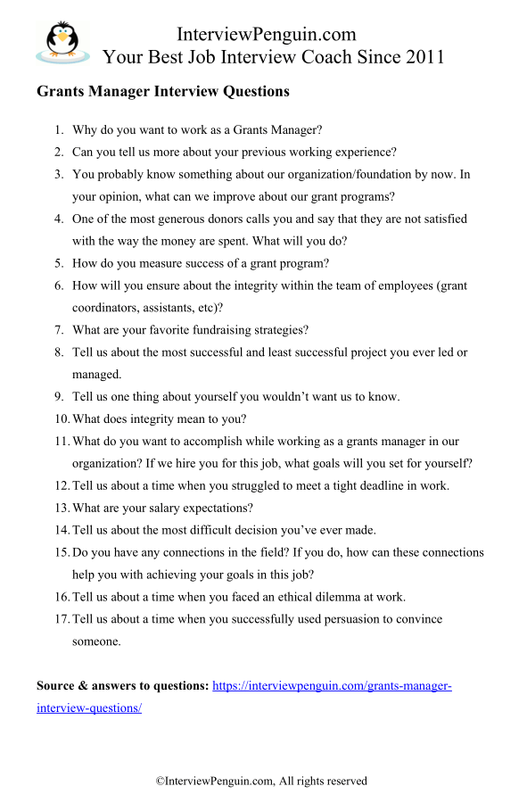 Top 13 Grants Manager Interview Questions & Answers