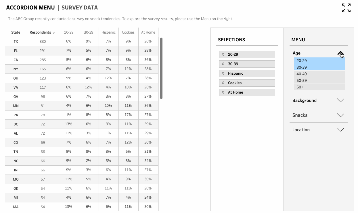 Dynamically Adding & Removing Columns with a Collapsible Menu in
