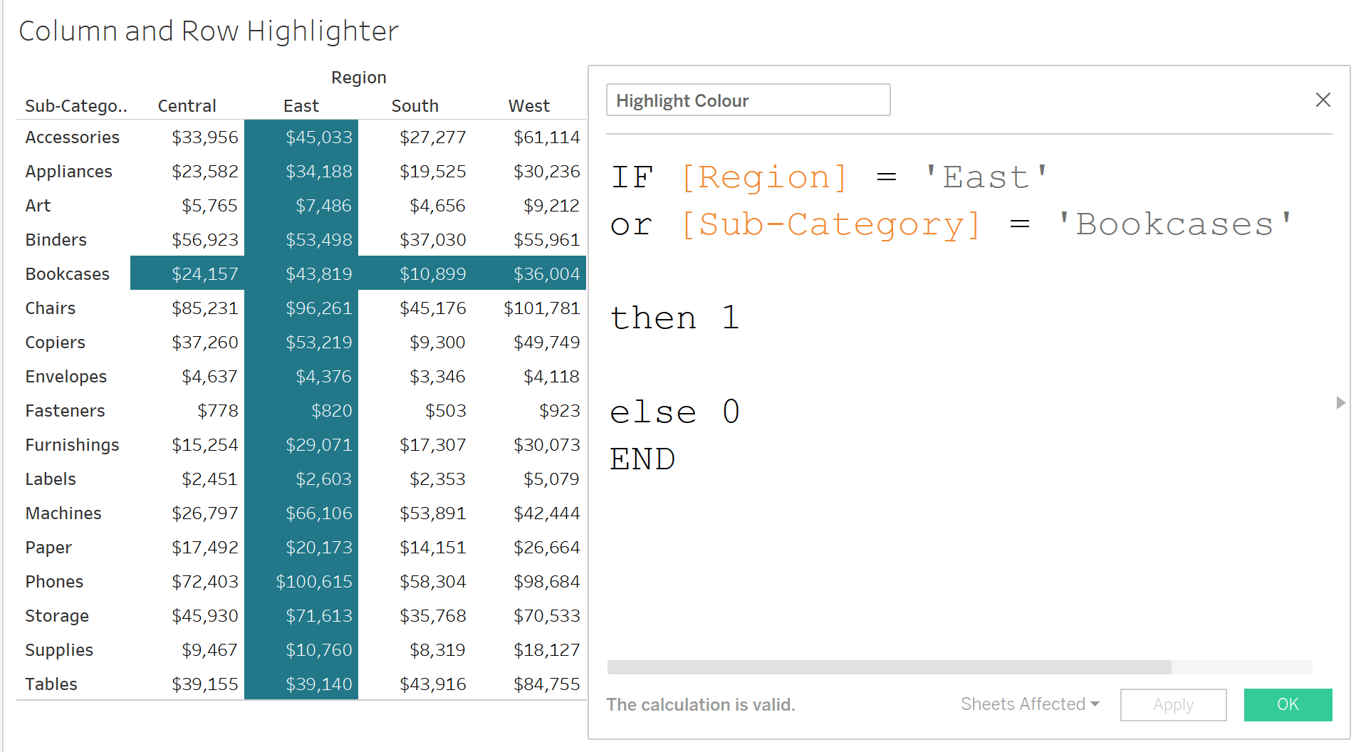 Questions from Tableau Training Colouring Specific Columns and Rows in