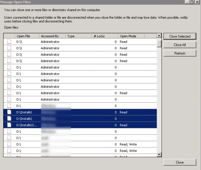 Closing Locked File on a Windows 2008 File Server InterWorks
