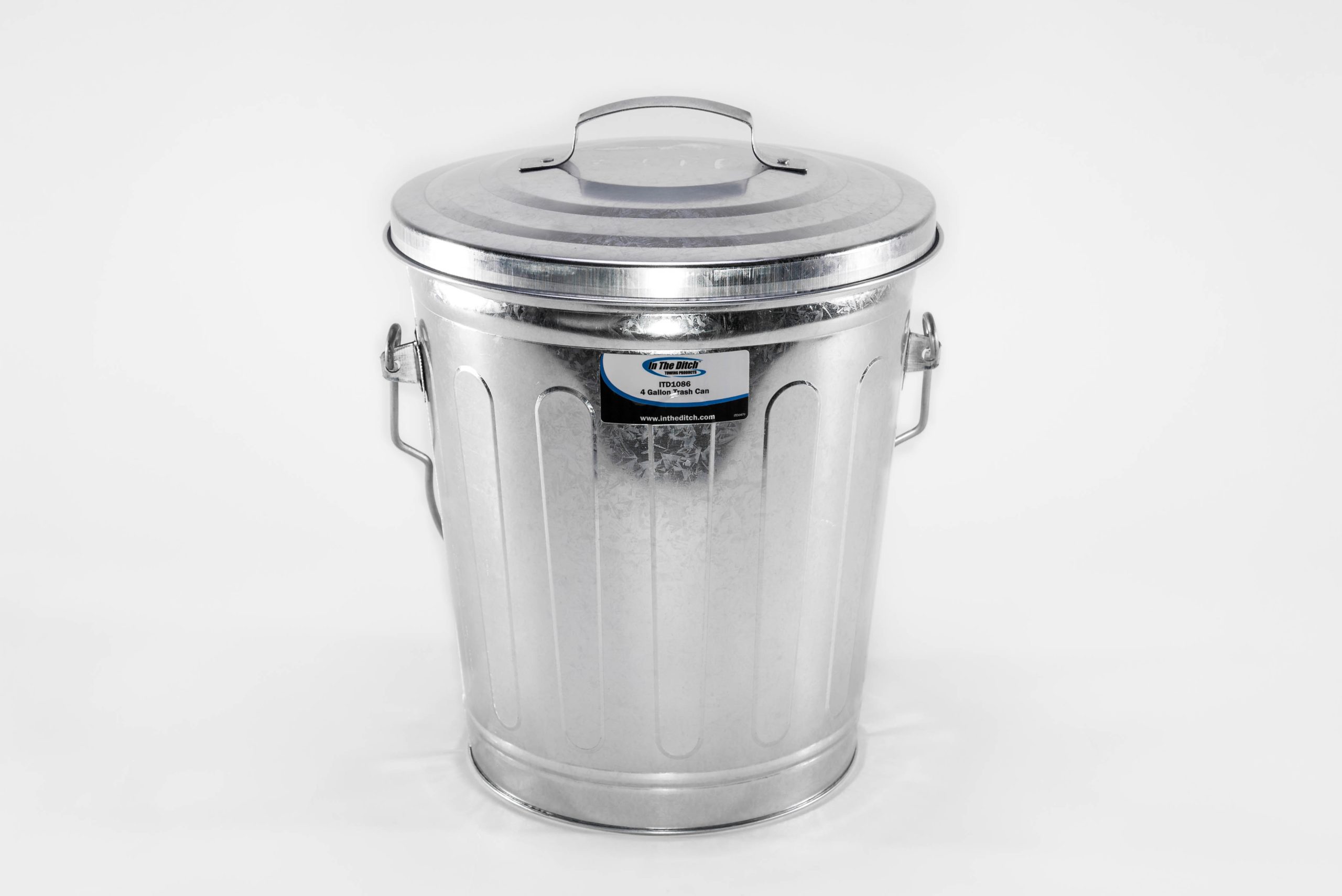 4 Gallon Galvanized Trash Can With Lid In The Ditch Towing Products