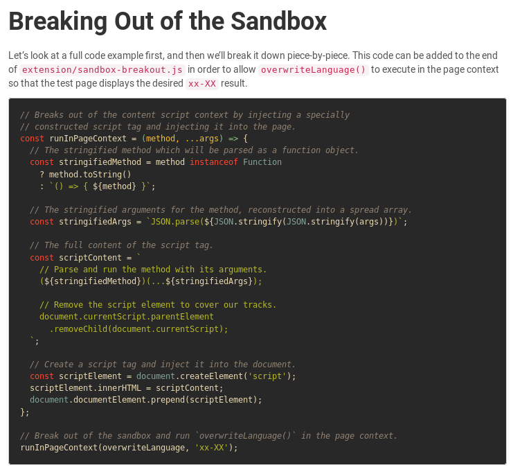 Breaking Out of the Chrome/WebExtension Sandbox