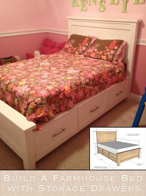 Building A Farmhouse Bed With Drawers