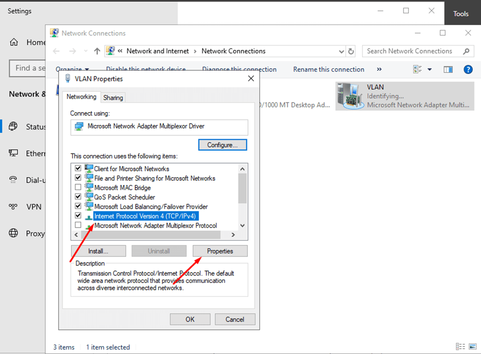 Set up VLAN on Windows Server INTROSERV
