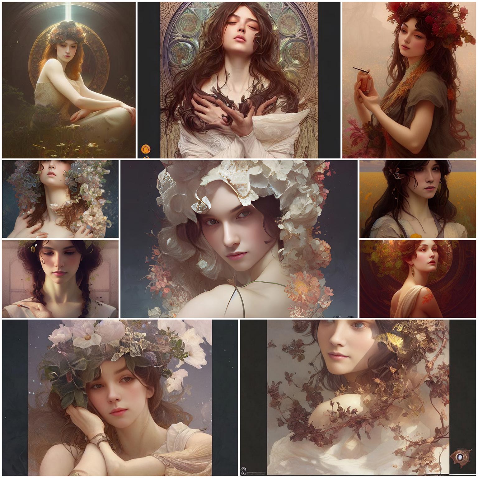 【AIアート】リアルxミュシャ風イラスト・アート いぬらぼ