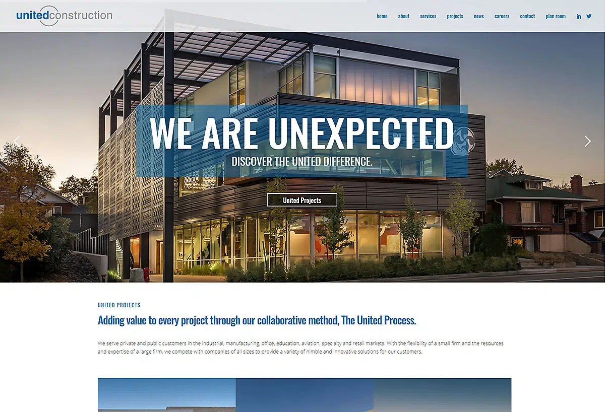 Clean & Modern  Redesign Created for United Construction Reno NV