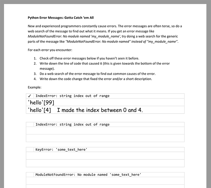 Python Error Messages Gotta Catch Em All The Invent