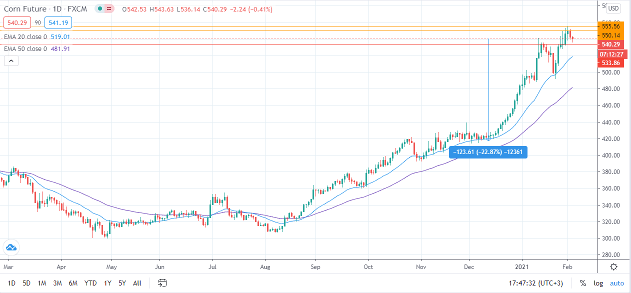 Corn prices remain close to record high amid rising demand