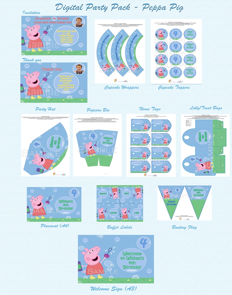 Complete Digital Party Packs INvitaions for kids
