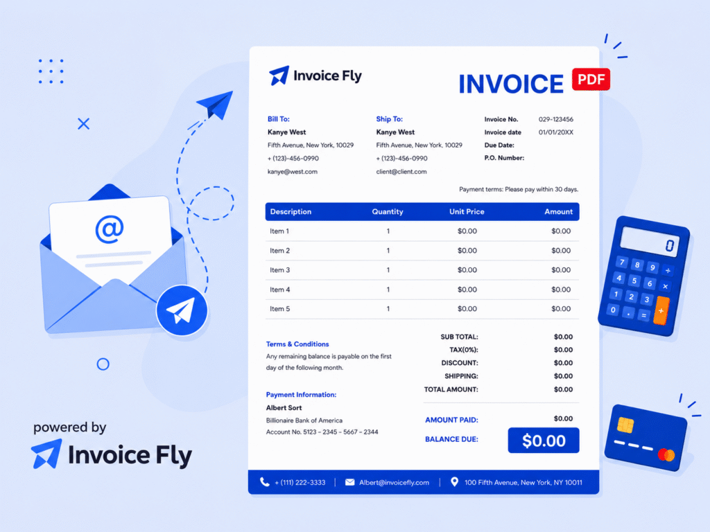 Free Invoice Template PDF Printable & Fillable · Invoice Fly