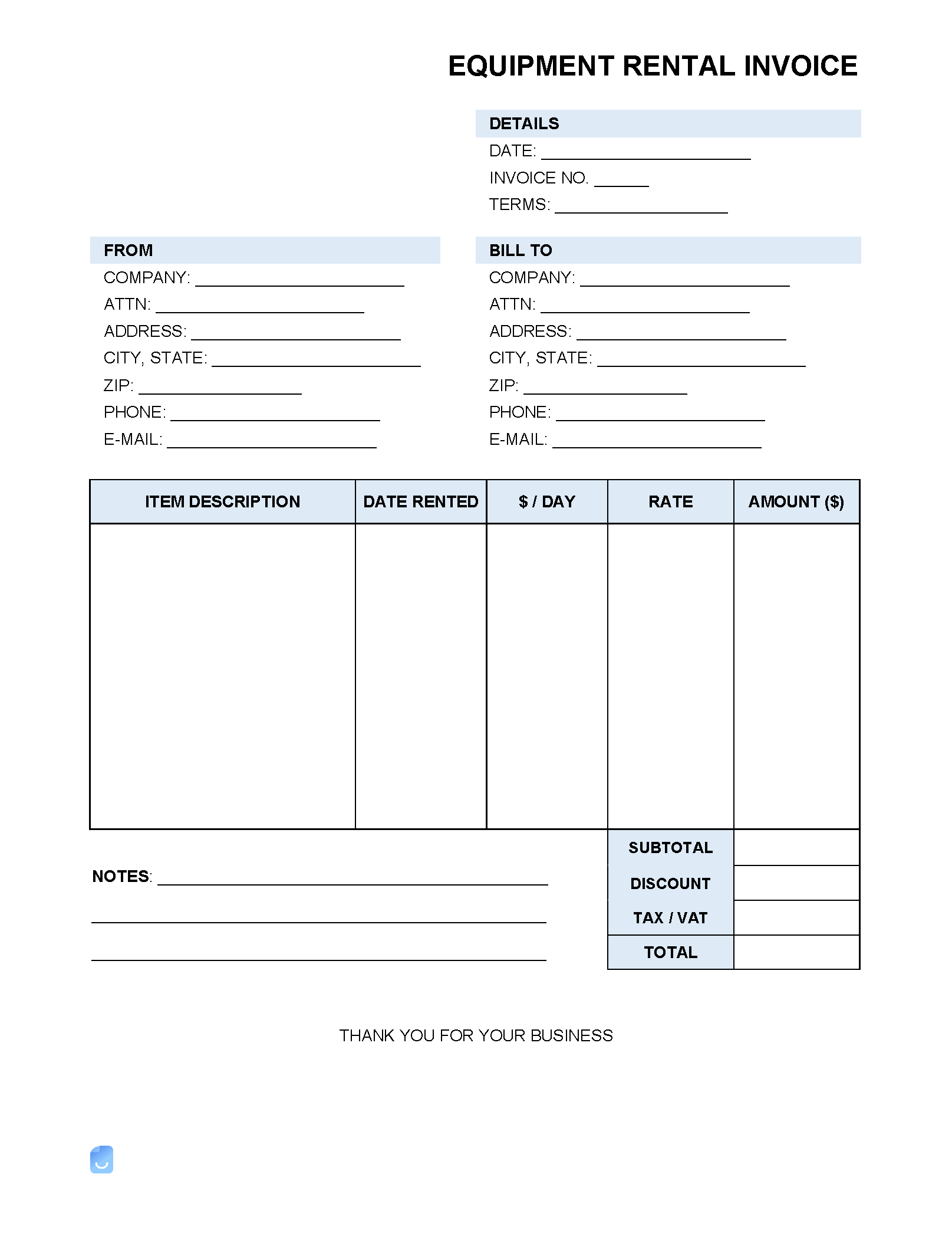 Rental Invoice Template Invoice Maker
