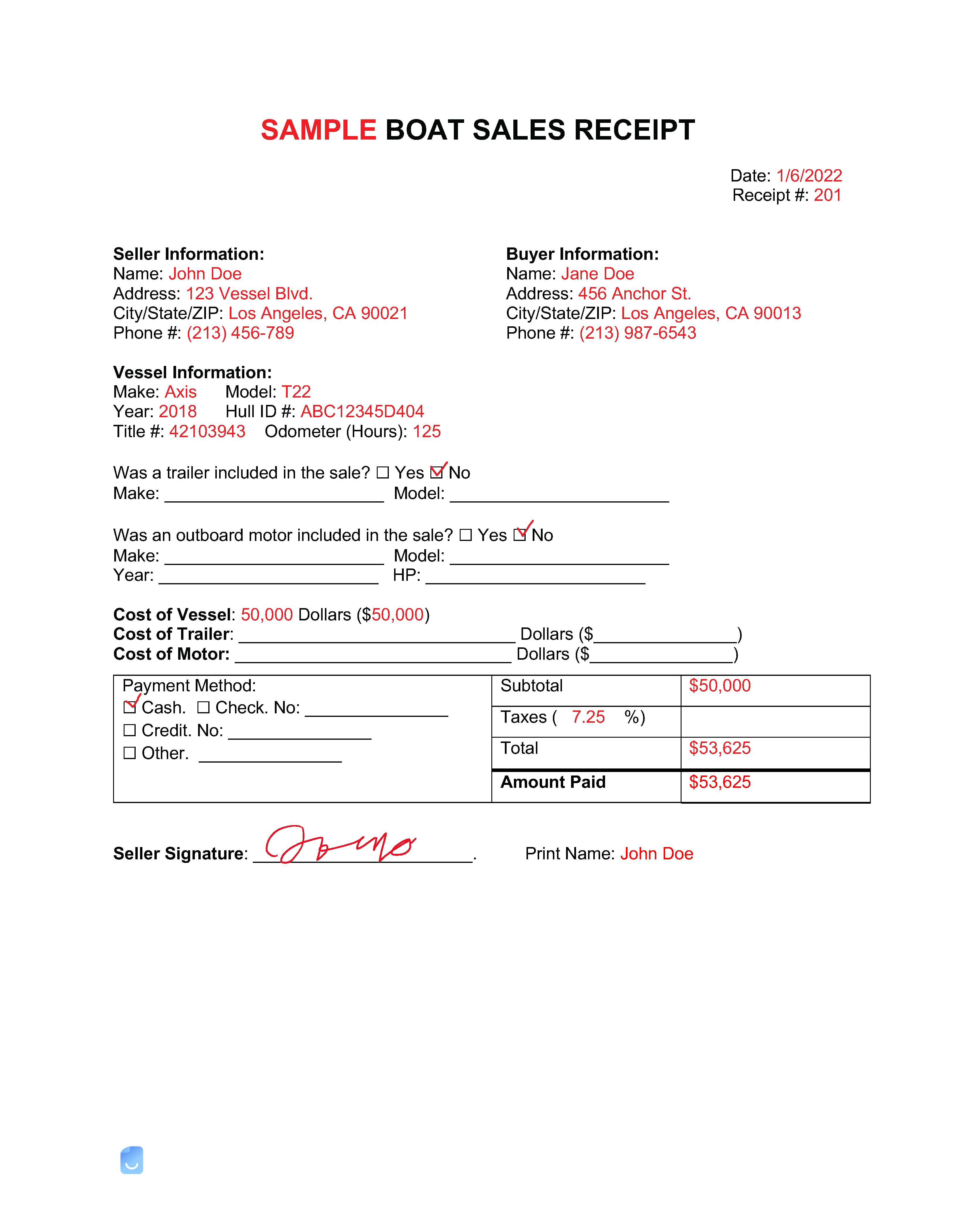 Boat Receipt Template Invoice Maker
