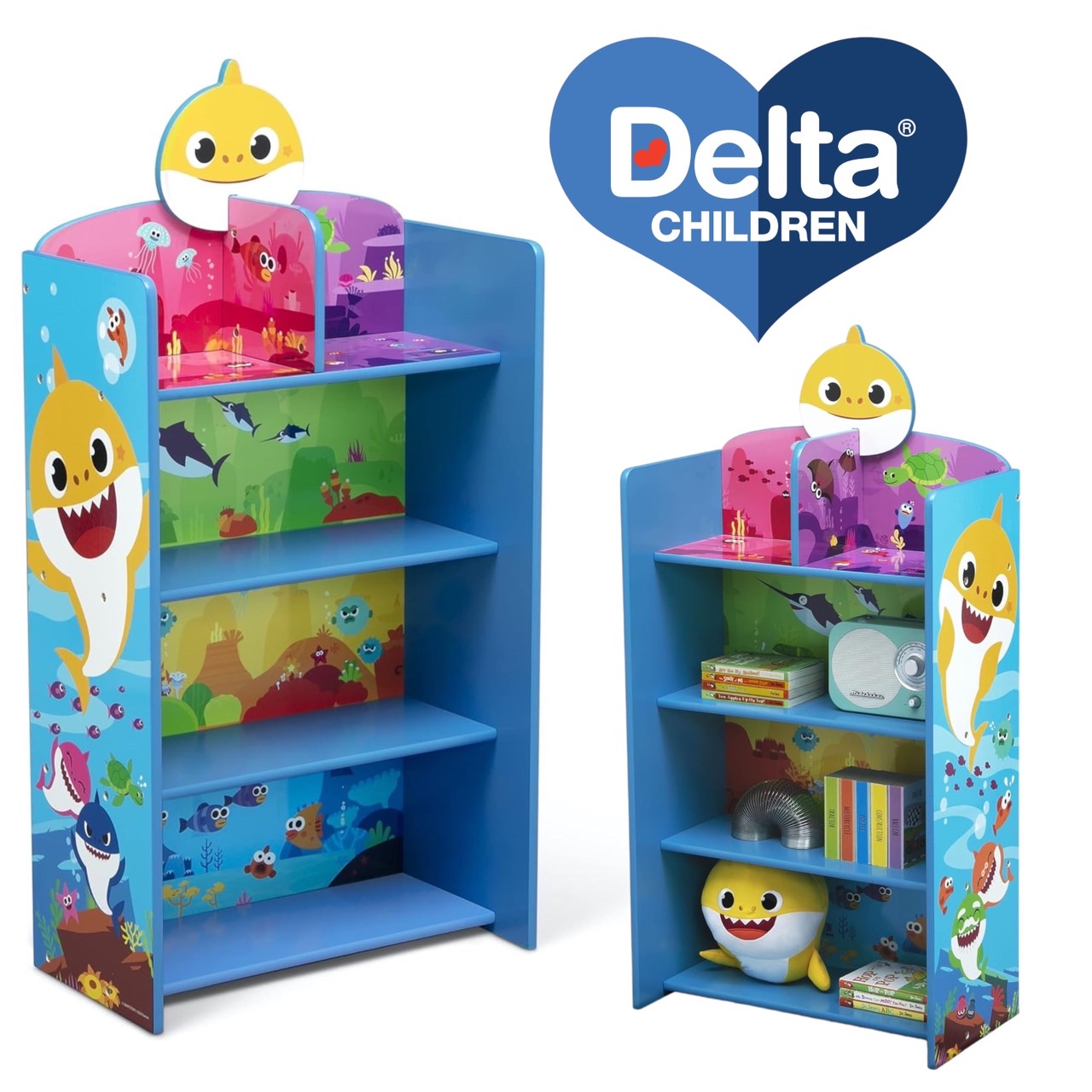 ชั้นวางลายเบบี้ชาร์คDelta Children Wooden Playhouse 4Shelf Bookcase