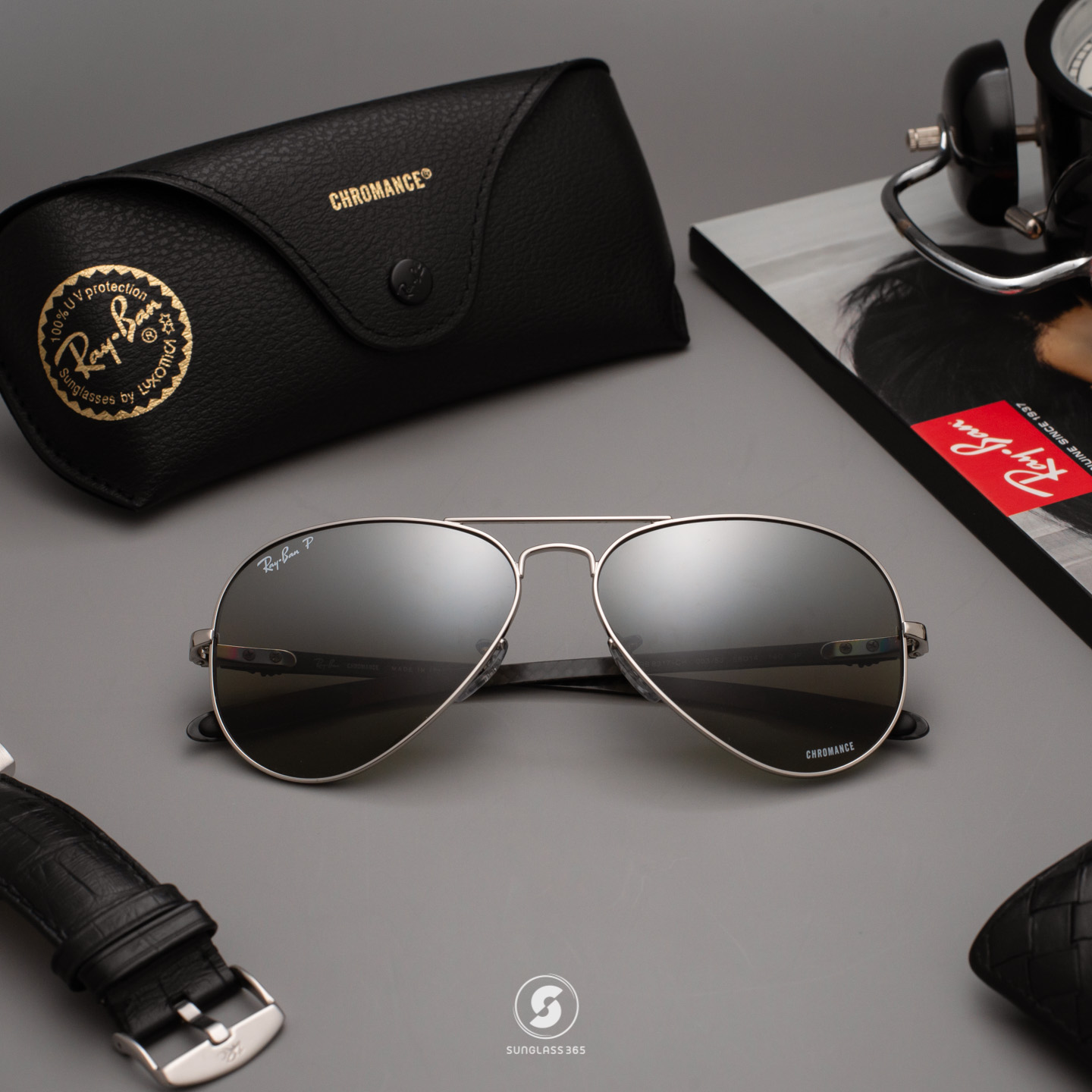 RayBan RB8317CH 003/5J Carbon Fibre Mirror Chromance Polarized