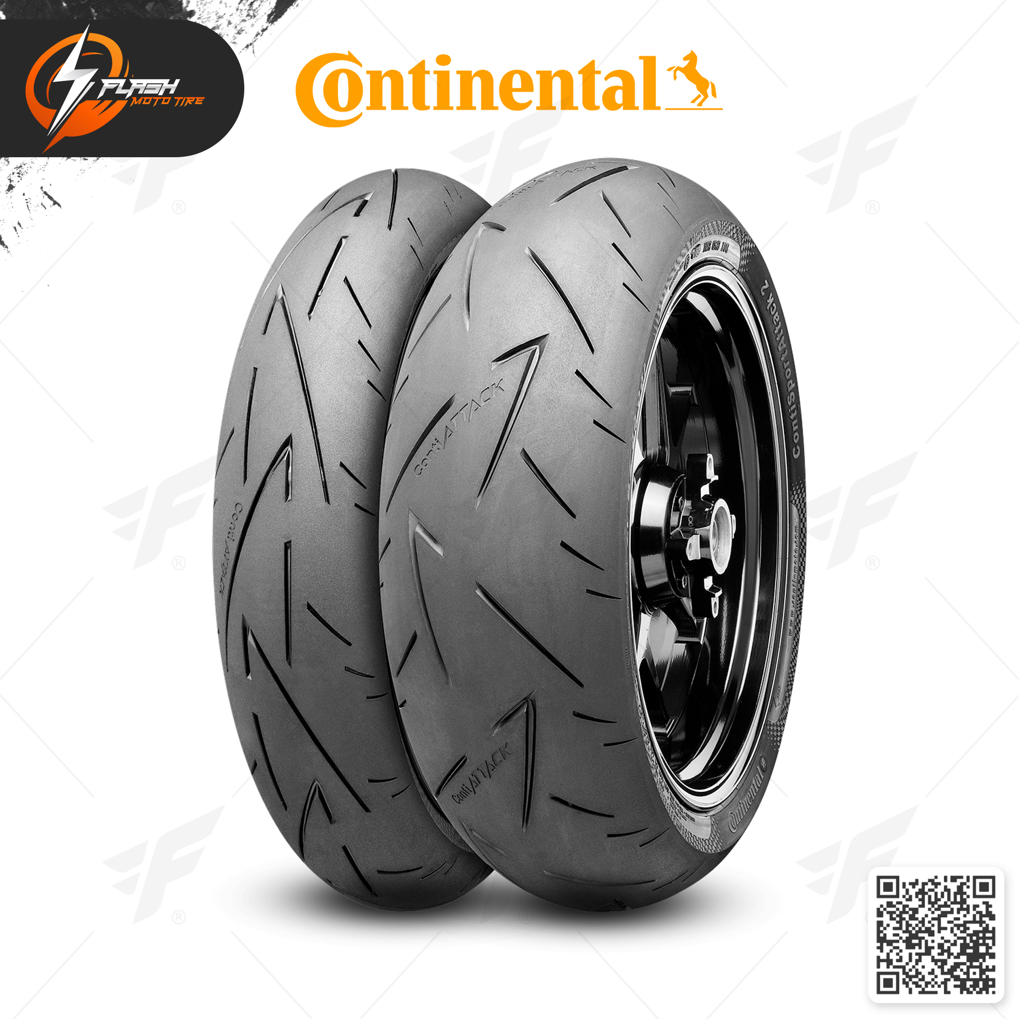 ยางมอเตอร์ไซค์ CONTINENTAL Conti Sport Attack 2 F 120/70ZR17 + R 180
