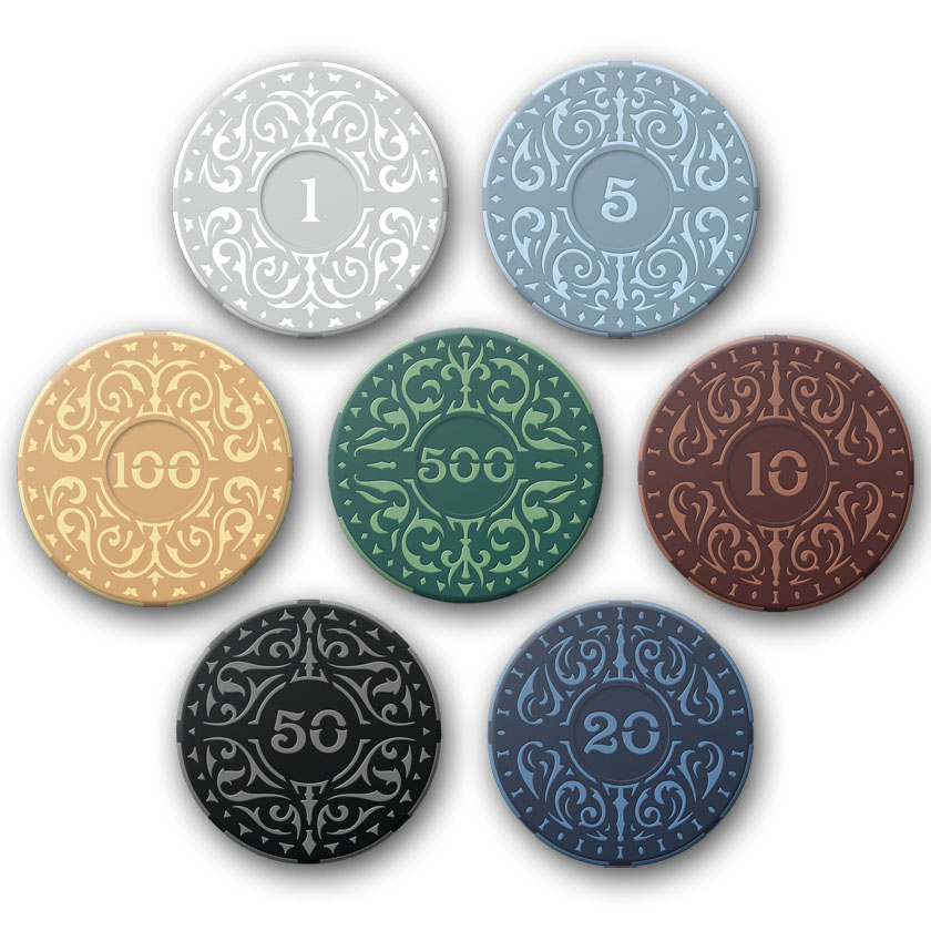 Iron Clays Sleeves of 20 (Brass Upgrade Component) Lanlalen ลานละเล่น บอร์ดเกม การ์ดเกม