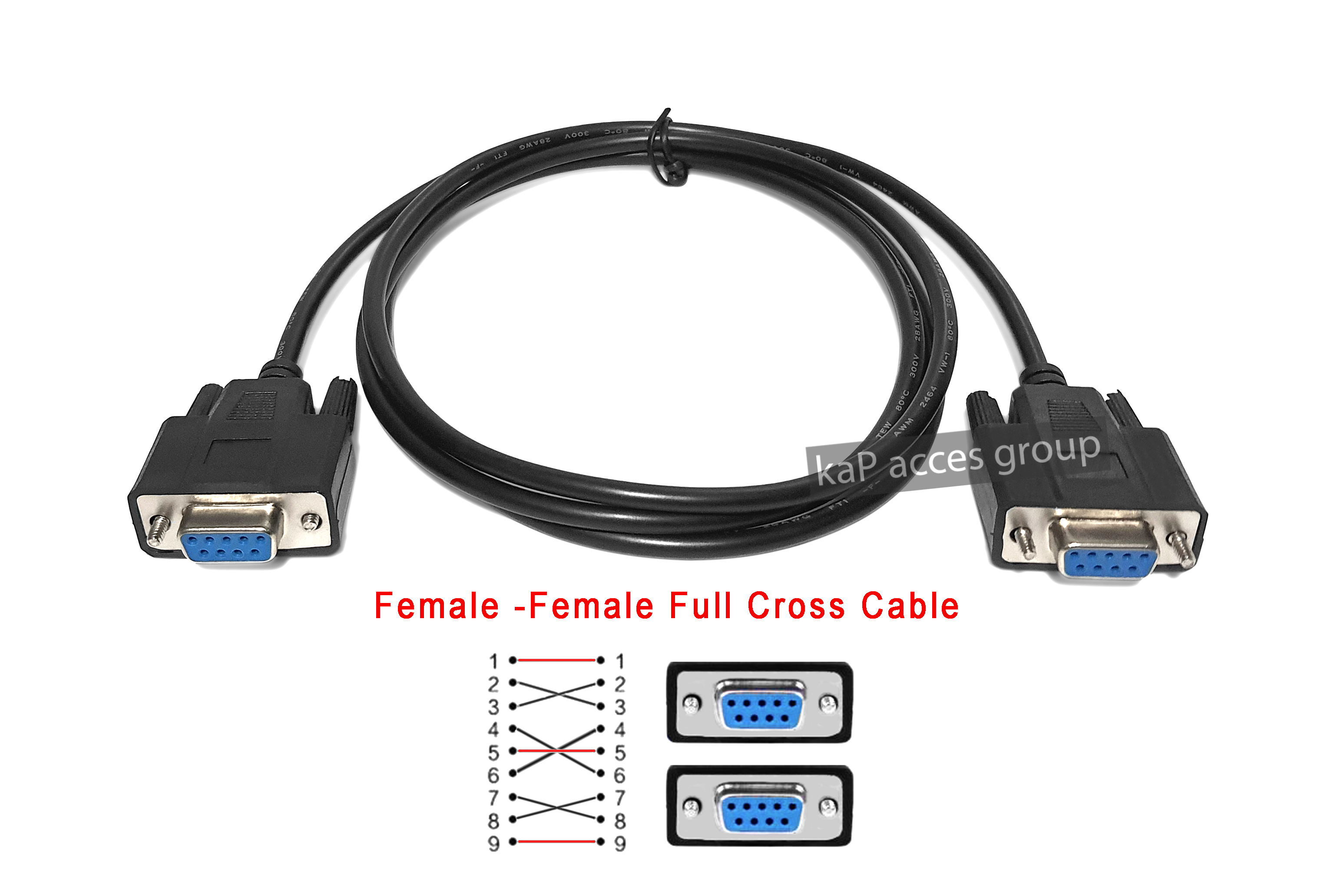RS232 DB9 Serial 9พิน FULL CROSS ฟลูครอสไขว้ สายซีเรียล RS232 9pin
