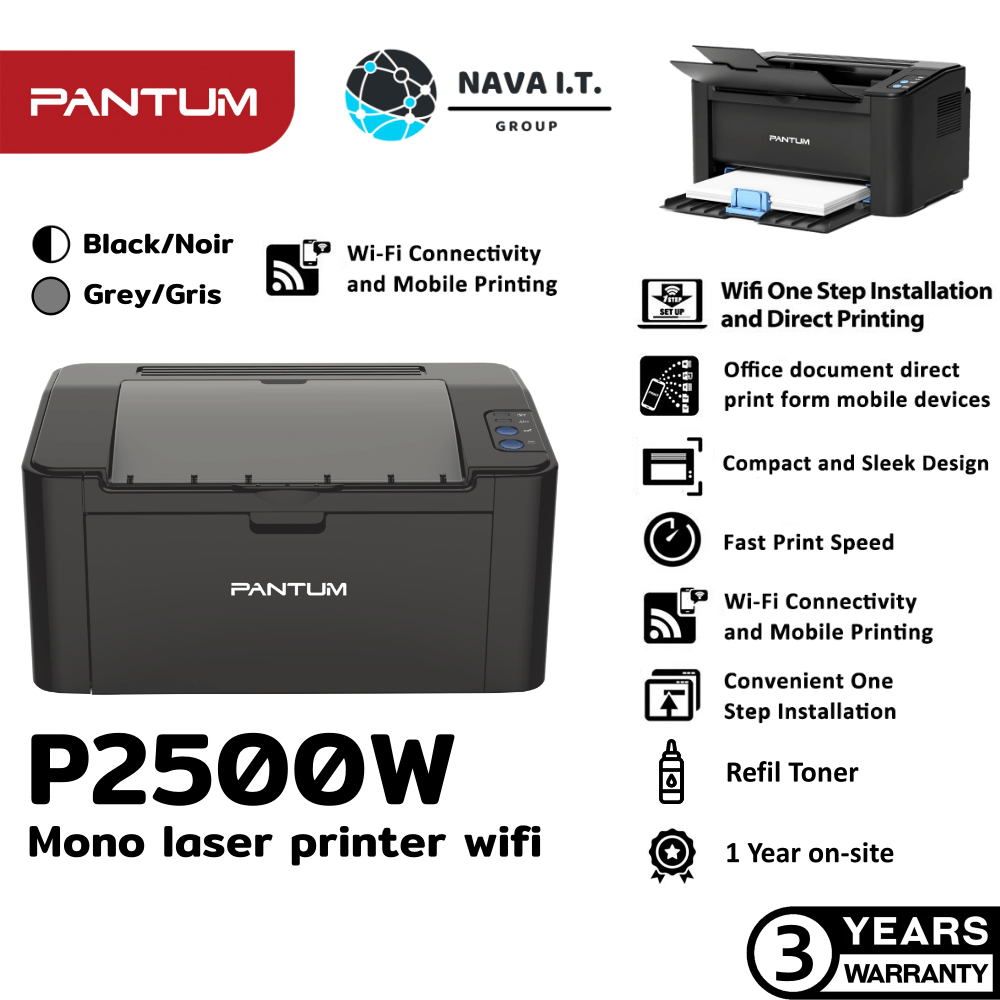 🔥ใส่โค้ดลด50฿"3D2L2UJU"🔥 PANTUM P2500W Mono Laser Printer เครื่องพิมพ์
