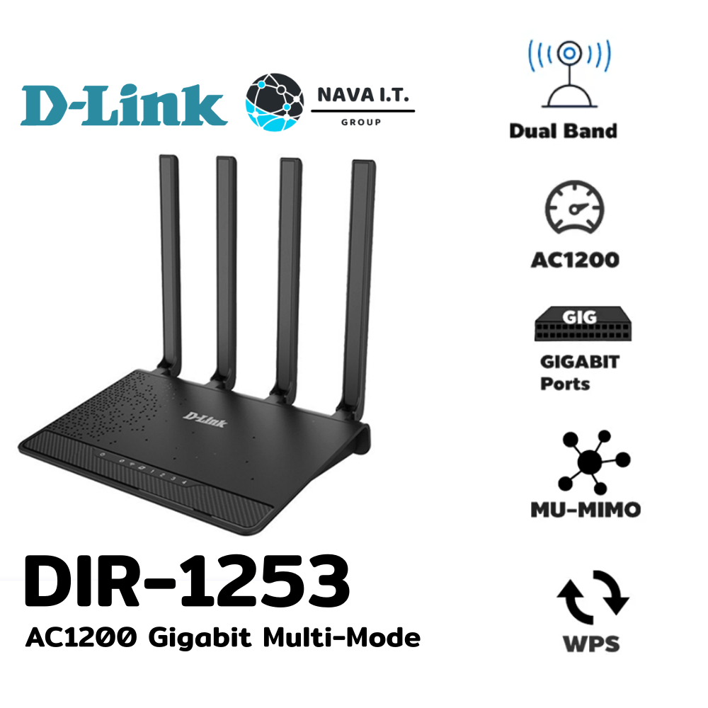🔥ใส่โค้ดลด50฿"3D2L2UJU"🔥 DLINK DIR1253 Dual Band AC1200 Gigabit Multi