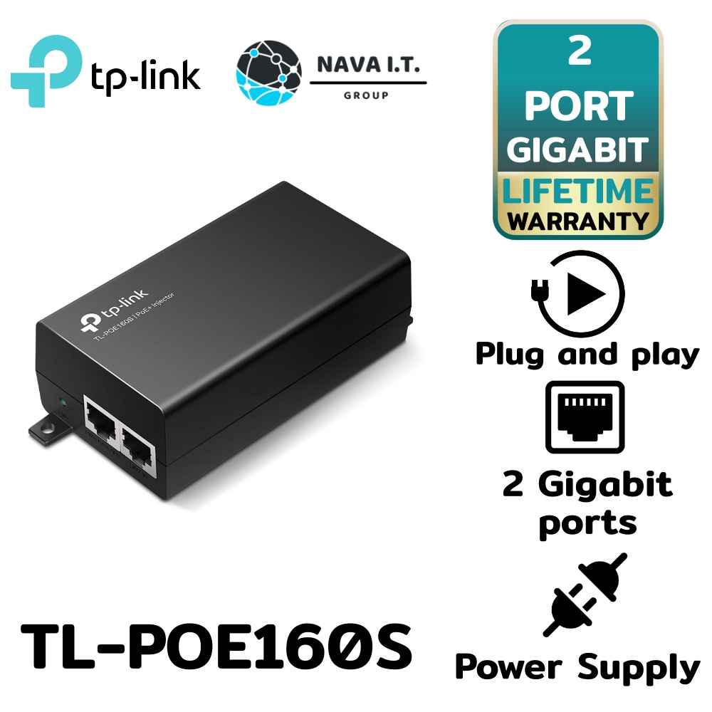 🔥ใส่โค้ดลด50฿"3D2L2UJU"🔥 TPLINK TLPOE160S PoE+ Injector Power Over