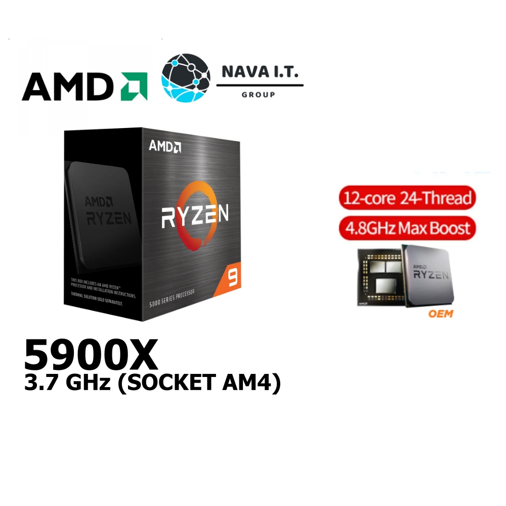 AMD Ryzen 5900X GHz (Vermeer) AM4 Boxed Without CPU Cooler