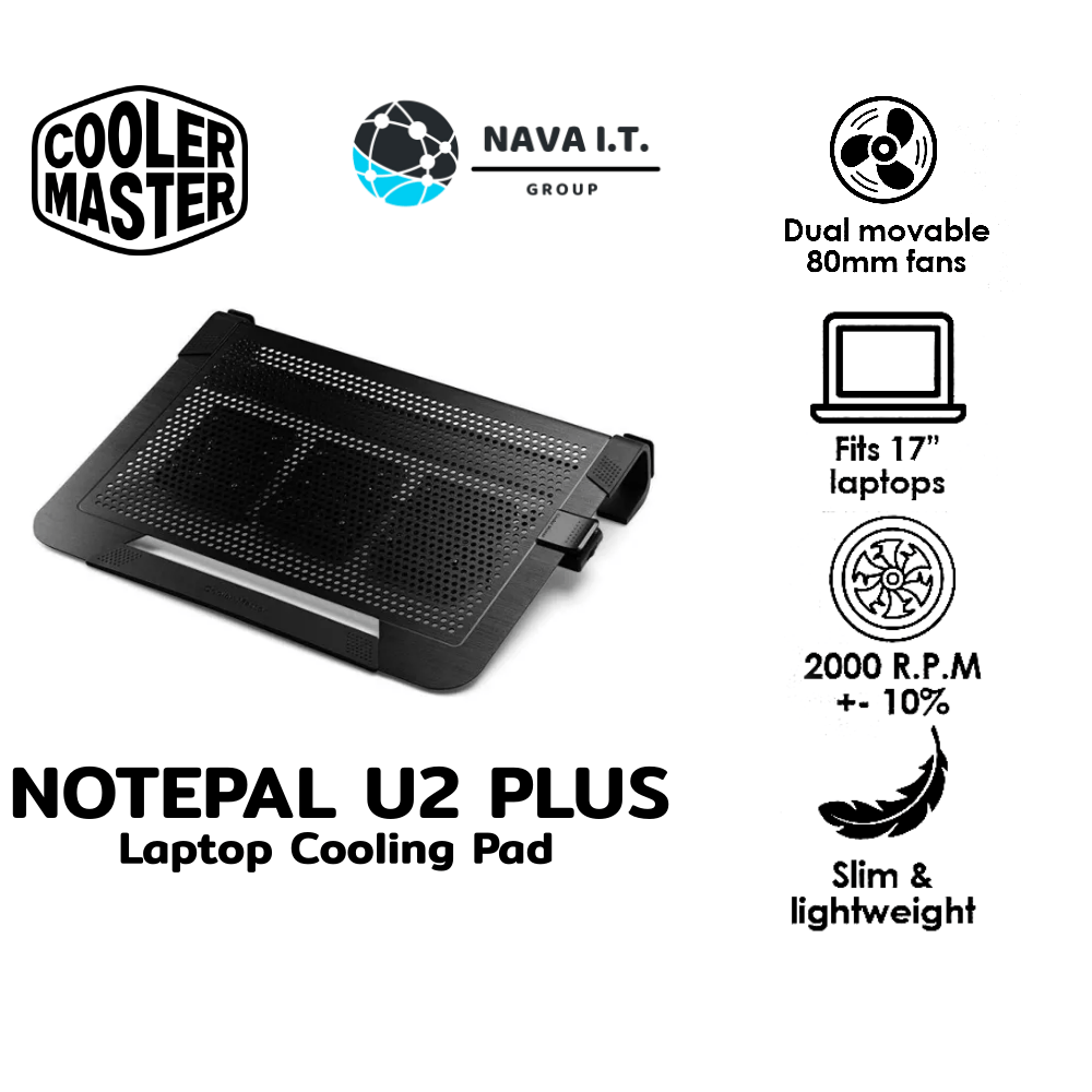 🔥ใส่โค้ดลด50฿"3D2L2UJU"🔥 COOLER MASTER NotePal U2 PLUS ดำ BLACK Laptop
