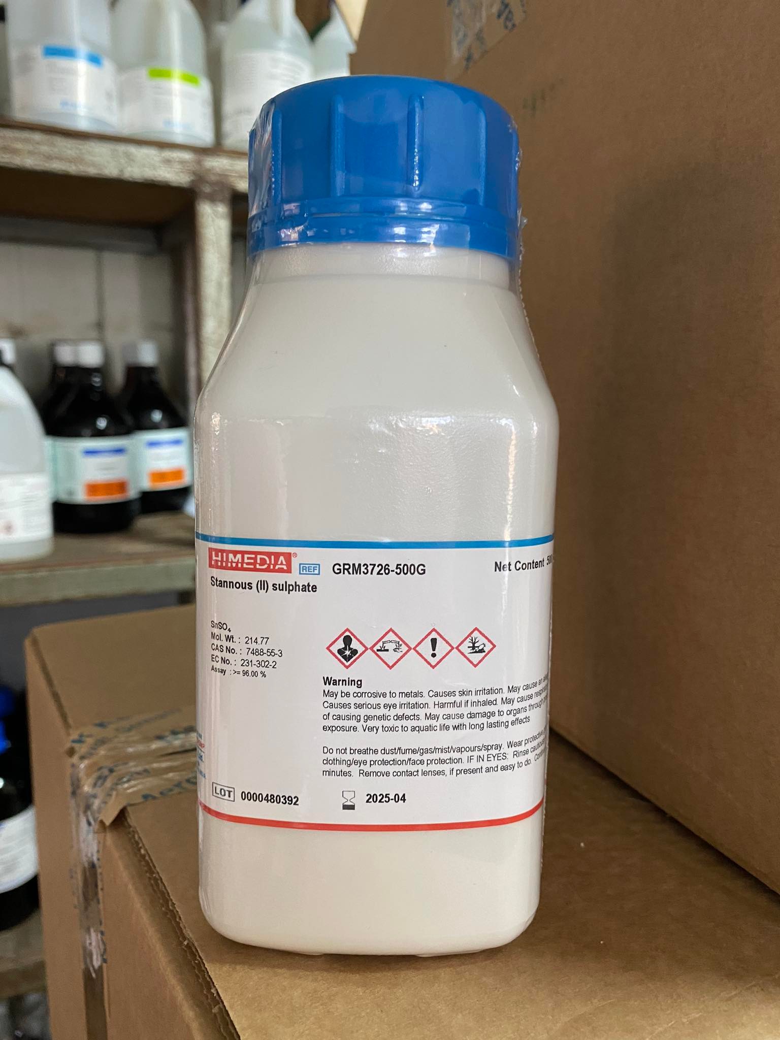 Stannous sulfate (Tin (II) sulfate) Lab.grade (500 กรัม/ขวด) ยี่ห้อ Hi