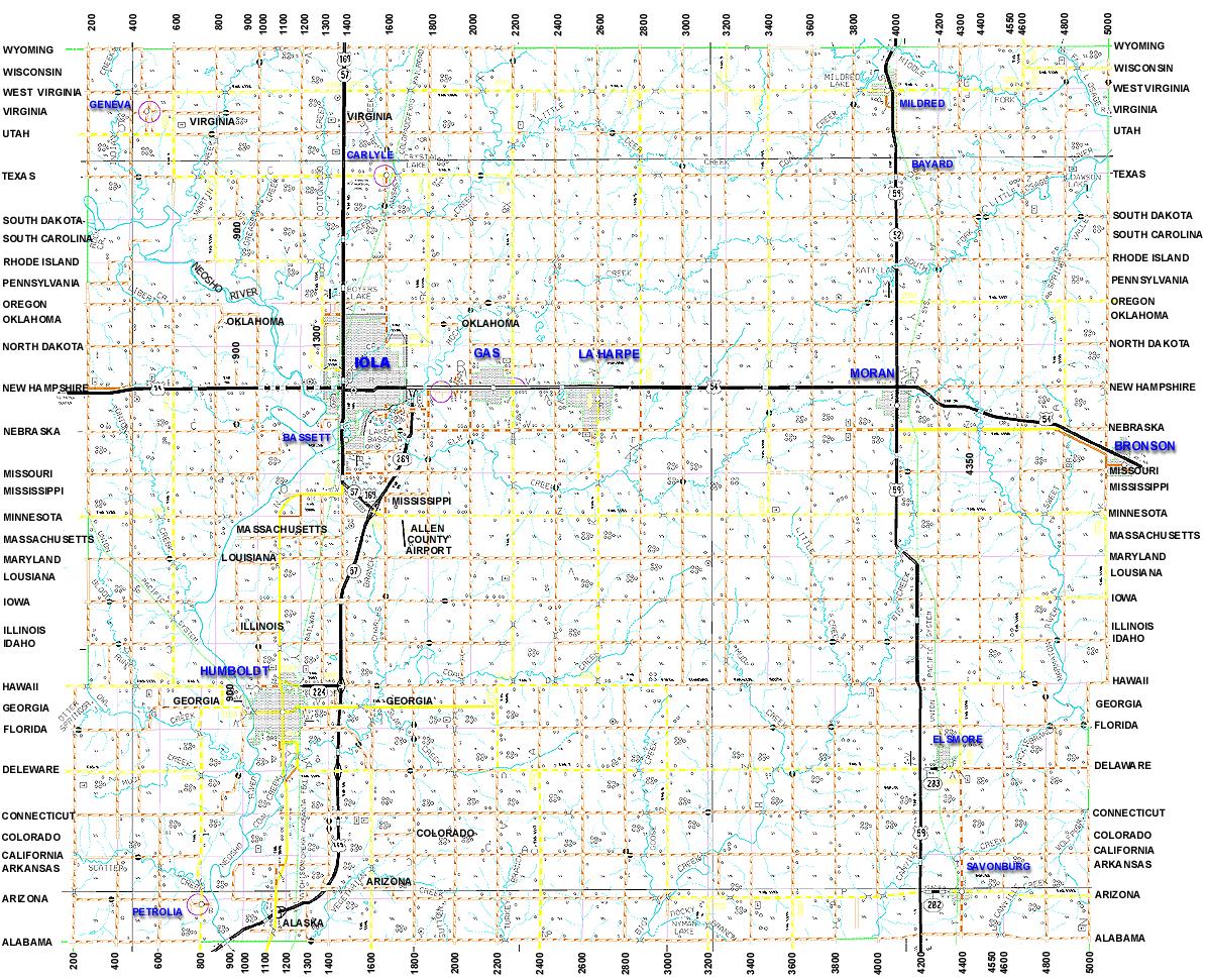 Maps of Iola Kansas and Allen County