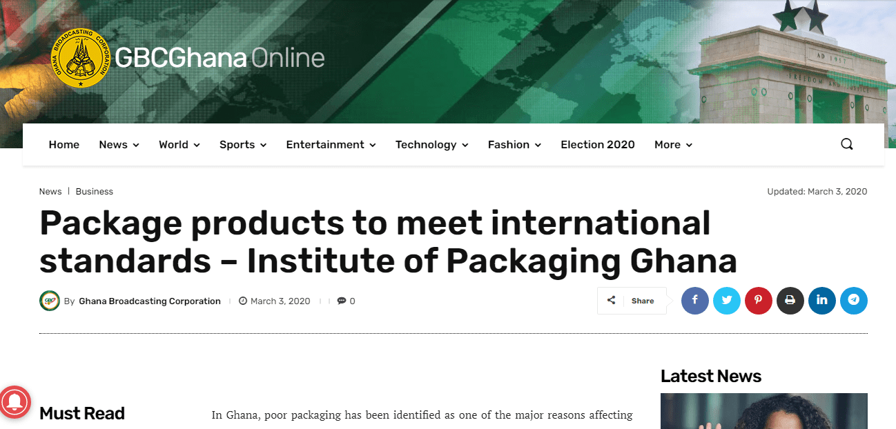 Work Done — Institute of Packaging, Ghana