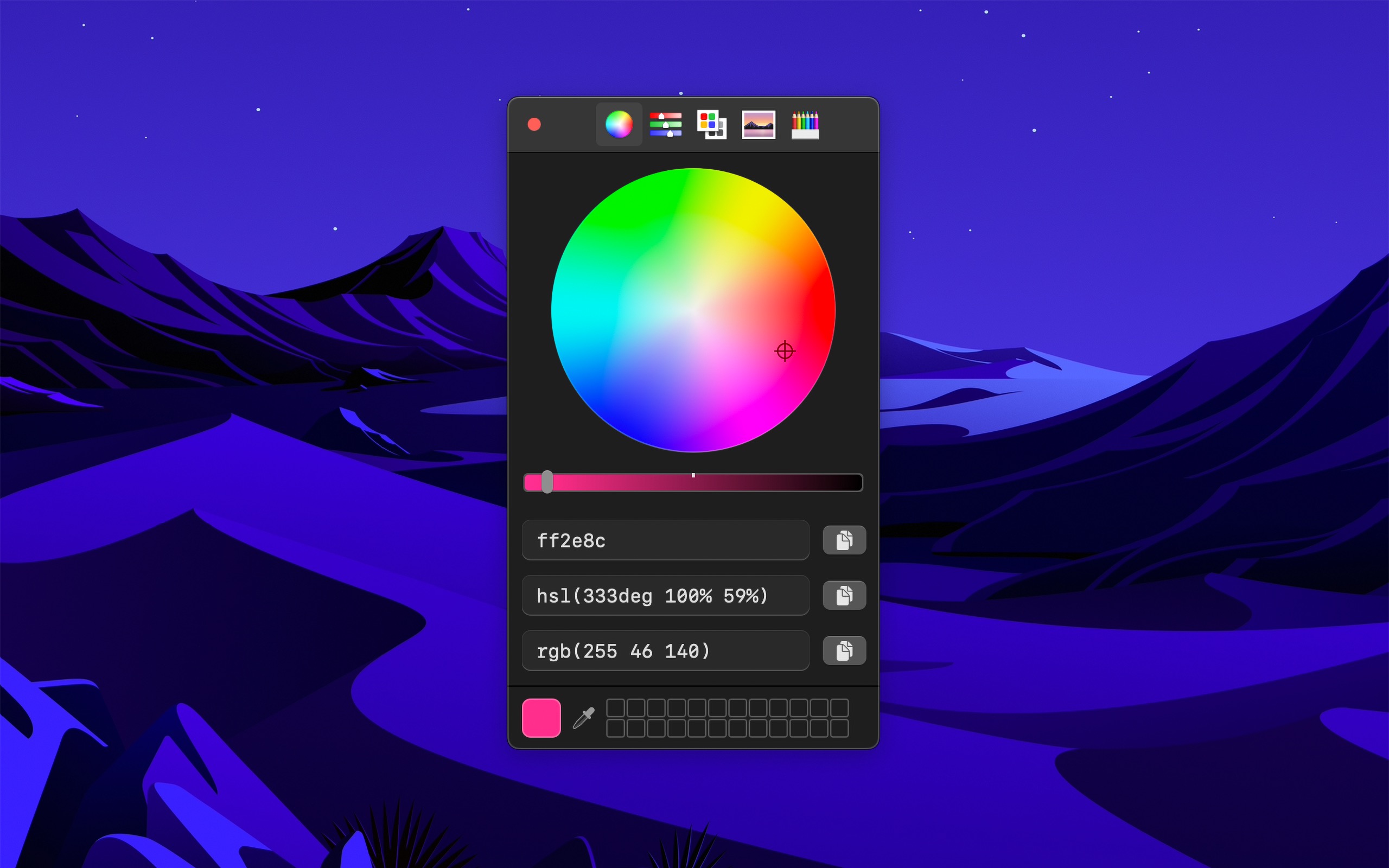 The macOS color picker as an app with more features