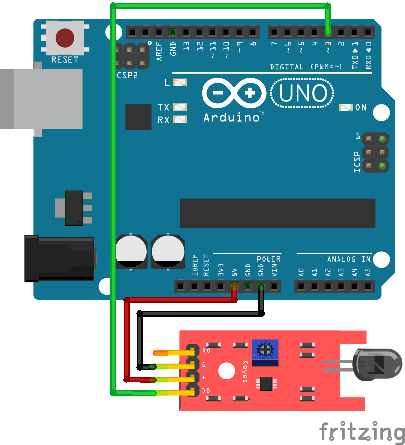 Circuit of Flame Sensor Module KY-026 in Arduino - Iotguider