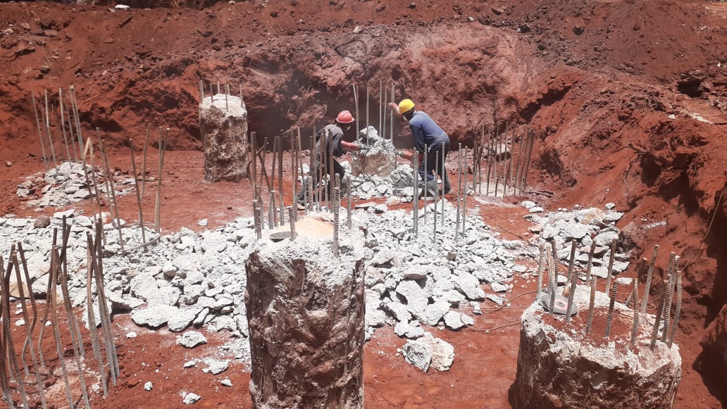 Exposing & hacking cured piles IOTA Engineering & Construction Ltd